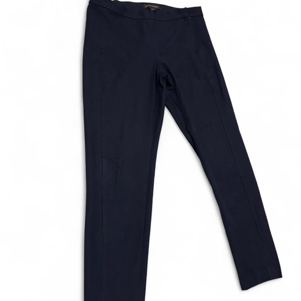 Banana‎ Republic Devon Navy Blue Dress Pants 6P Petite Ankle Side Zip Stretch